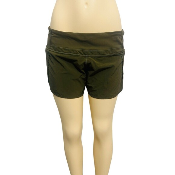 Lululemon Women's Size 10 Run Times Shorts Lined 4" Military Green - Picture 2 of 6